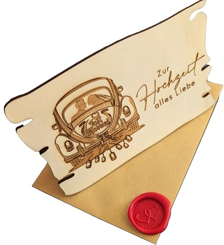 Woodland Mail Hochzeitskarte aus Holz mit detaillierter Gravur - Karte Hochzeit