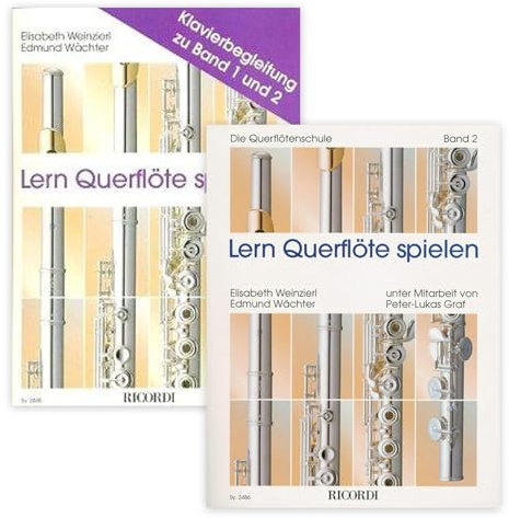 Lern Querflöte spielen Band 2 und Spielbuch 1 (SY 2486, SY 2488, 9783931788407, 9790204224883) + Querflöte-Reinigungstuch (Starterset)