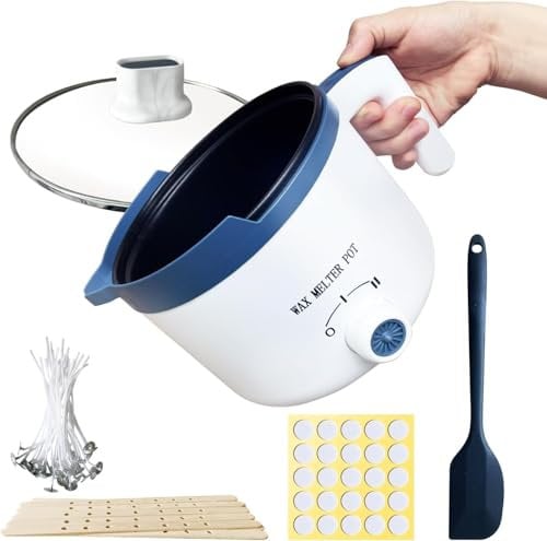 LINGQIAN olla para derretir cera para velas, olla de fusión de velas pequeña electrica con mango resistente al calor, fundidor de cera para velas para adultos