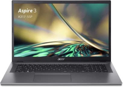 Acer Aspire 3 A317-55P-C8DB, Ordinateur Portable 17.3 Full HD IPS, PC Portable (Intel Processeur Celeron N100, Ram 4Go, SSD 128Go, Intel UHD Graphics, Windows 11 Famille) Clavier AZERTY, Laptop Gris