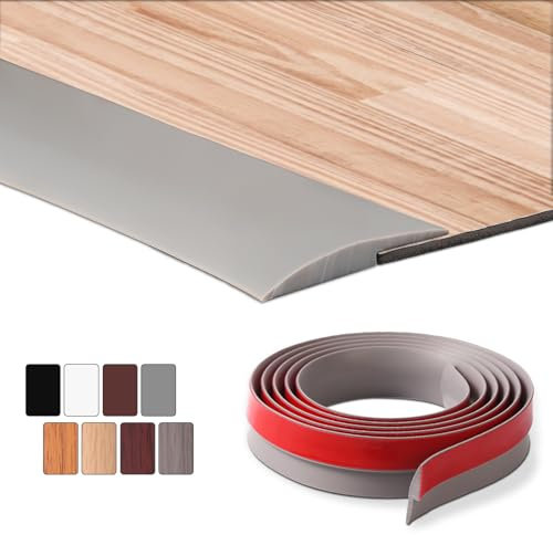 2M Self-Adhesive Floor Transition Strips Carpet Trim Strong Adhesive, Ideal for Carpet, Laminate, and Tile Thresholds, Doorways, and Edging (Supports 1–3mm Height Difference, Grey)