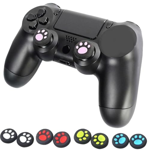 Cabilock Joystick Kappe Katzenpfote für Gamepad, Silikon, 4 Stück Weiß | Daumenkappen für Joystick und Gamepad, Passgenaues Zubehör, Angenehme Haptik