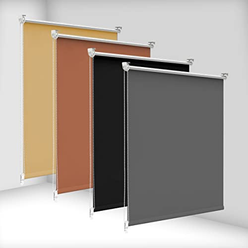 bobodeco Verdunklungsrollo ohne Bohren & mit Bohren Verdunkelungsrollo Klemmfix, Dunkelgrau B95 x H200cm (Stoffbreite 90cm), Thermorollo Sichtschutz Sonnenchutz, Rollos Hitzeschutz für Fenster & Tür
