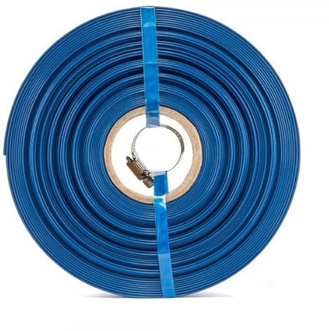 LayFlat 1 / 25mm x 30metres Water Discharge Aqua Hose Pipe Pump Irrigation with Free Secure Hose Clip - 1 Bar Max Pressure, Compact Storage, UV-Resistant, Flexible & Durable Water Discharge