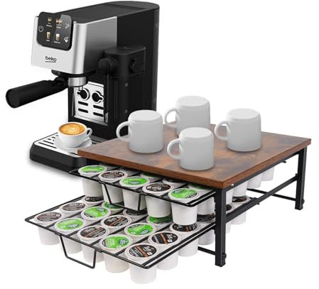SPEDAY 2 Tier Coffee Pod Drawer,60 Capacity Coffee Capsule Storage Organizer Holder For K Cups,Home Kitchen Counter Organizer