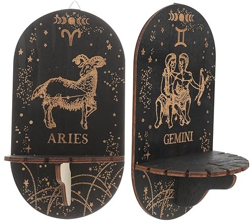 Zerodeko 2 Pièces Étagères en Bois pour Mur Salle Haut Décoration Étagère d'angle Étagère Murale Étagères Demi-Lune Accessoires De Décor D'étagère Étagères De Bar Cône Cristaux