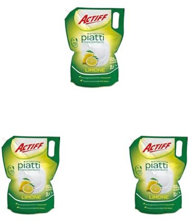 Actiff Detersivo Piatti Limone Ecoricarica 2lt, 2000ml (Confezione da 3)