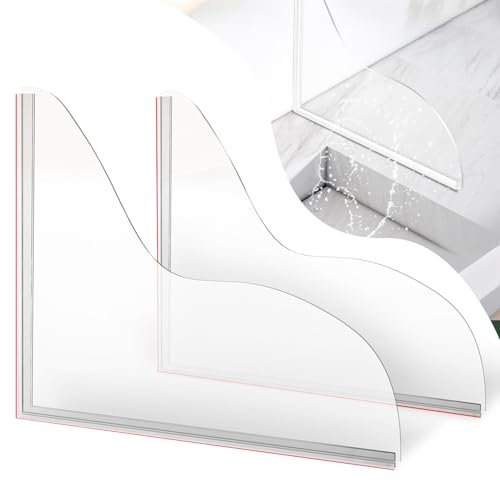 BFDEWO 2 Pack Large Shower Splash Guard for Walk-in, Upgraded 9.25x9.25 Inch Bathtub Corner Protector, Waterproof Water Blocker Accessories to Contain Shower Spray