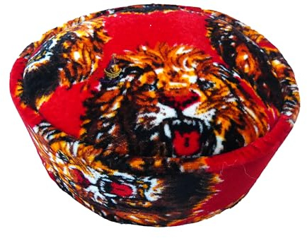 PrestigeApplause Jewels Traditioneller Igbo Isiagu Hut aus Samt, Chieftaincy Style, Rot/Schwarz/Weiß, nigerianische Edo Traditionelle Kappe, rot, 58 cm