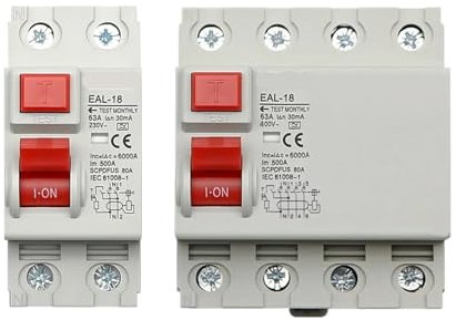 VDOQTLJT Disjoncteur électromagnétique à Courant résiduel, 2P 4P 10/30/100/300mA Type A RCCB RCD ELCB, disjoncteur différentiel, Interrupteur de sécurité(2P 10A,30mA)