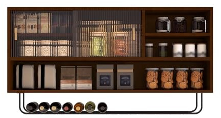 Arzneischrank Hausapotheke Holz Massivholzgriff Hängeschrank Küche Offener Stauraum an der Unterseite Wall Cupboard, Kitchen Geeignet für die Seite des Waschbeckens und Über der Toilette(B,120*28*50cm