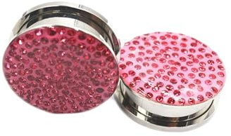 RDSGYZ 2STK Tunnel Stretching Passend, Rosa Plug Ohr Cool Edelstahl für Unisex Ohrpiercing Schmuck Set Rund und Zirkonia 8mm (0G)