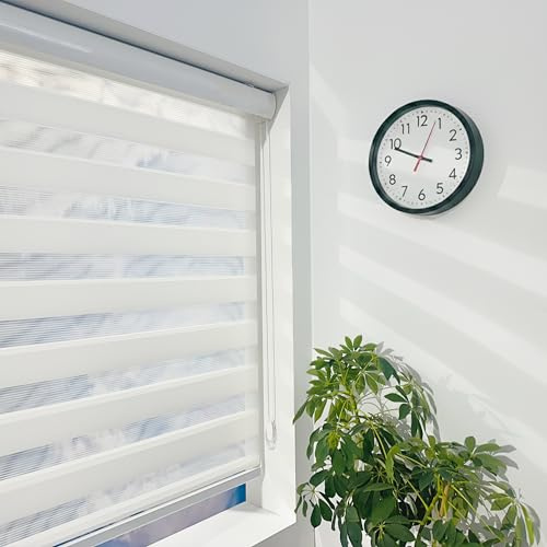 ShadesU Custom Size Zebra Blinds for Indoor Windows, White, 95 W x 72 H