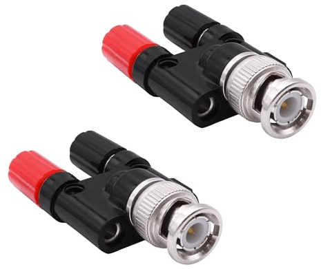 YARCHONN BNC à Banane Adaptateur BNC Mâle à 2 x 4mm Banane Double Femme Jack Socket Connecteur Coaxial Liaison Post Splitter pour HF Radio Antennes Oscilloscope -2pcs