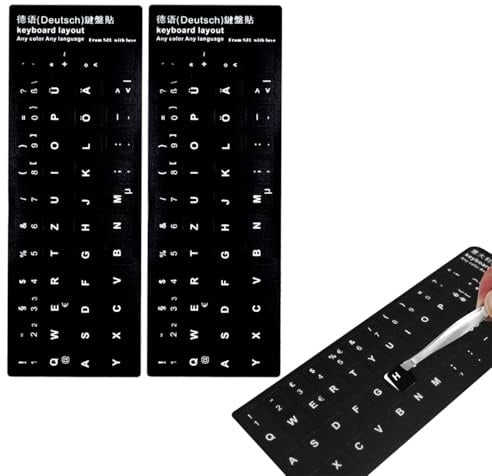 2 Stück Deutsche Tastaturaufkleber – Mattes Laminat, universell & kratzfest für Laptop, PC & Notebook (QWERTZ)