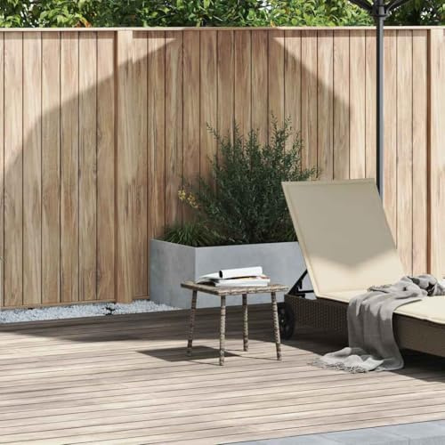 Teenpull Garten-Couchtisch Rechteckig Grau 40x40x37 cm, Poly Rattan UV-beständig, wetterfester Outdoor Beistelltisch für Terrasse, Balkon
