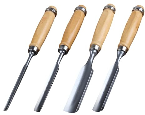 Teiliges Holzschnitzmeißel-Set | Rundhohlmeißel 6/12/18/24mm | Holzschnitzwerkzeuge Aus Chrom-Vanadium-Stahl Für Handwerk, Schreiner & Anfänger