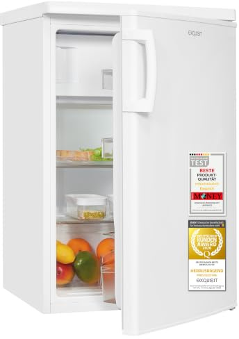 Exquisit Kühlschrank 109 l | 4-Gefrierfach 14 l | Energieklasse D | elektronische Temperaturregelung | LED-Beleuchtung | leise 37 dB | KS516-4-HE-040D weiss | Weiß