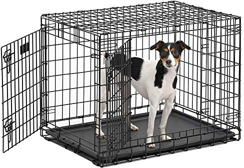MidWest Homes for Pets Ultima Pro Series 730UP Hundebox, 76 cm lang, sehr stabil, Doppeltür, faltbar, aus Metall, mit Trenneinsatz, bodenschonenden „Rollfüßen“ und auslaufsicherer Wanne