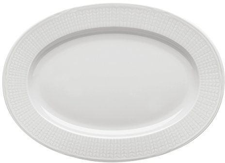 Rörstrand Ovaler Teller aus der Swedish Grace Kollektion, aus Porzellan hergestellt, Farbe: weiß, spülmaschinenfest, Durchmesser: 32 cm, 1011851