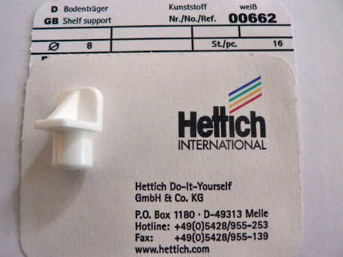 Hettich Bodenträger mit Zapfen weiß, Ø 8 mm, 16 Stück, Artikelnr. 662