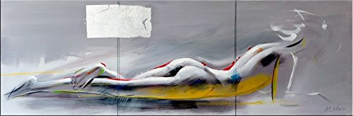 Kunst & Ambiente - Erotische Akt Silhouette auf Leinwand - Martin Klein Bild - exklusive Wohndeko - Erotik Malerei - Akt Wandbild - Gemälde - 150cm x 50cm