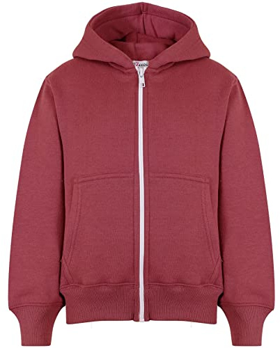 A2Z 4 Kids Plain Full Zip Hoodie for Girls & Boys Long Sleeve - Zipper Burgendy 13