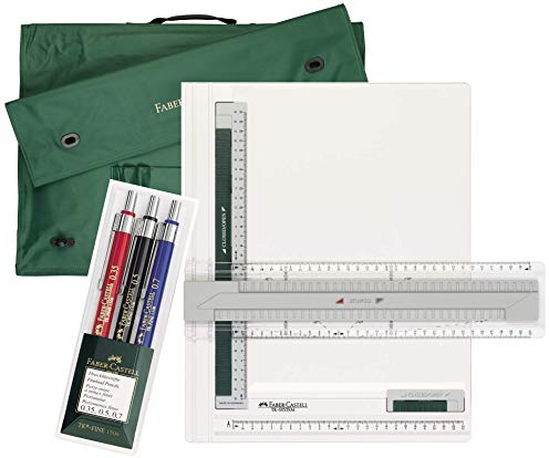 Faber-Castell Zeichenplatte TK-System A4 171274 + Tragetasche A4 175704 + 3erSet TK-FINE Druckbleistifte 130622