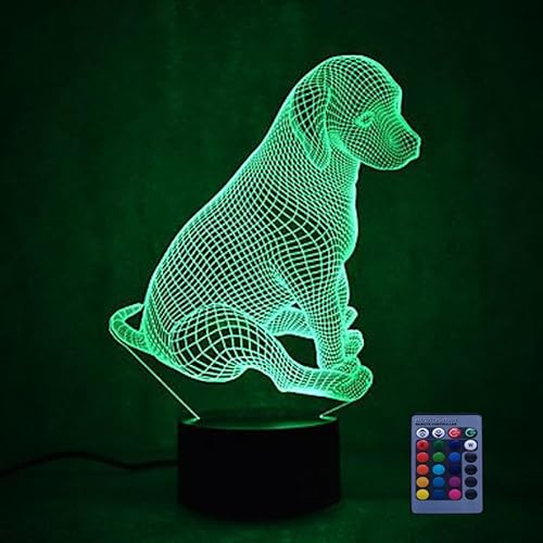 HPBN8 Ltd 3D Hund Lampe USB Power Fernbedienung 7/16 Farben Amazing Optical Illusion 3D LED Lampe Formen Kinder Schlafzimmer Nacht Licht