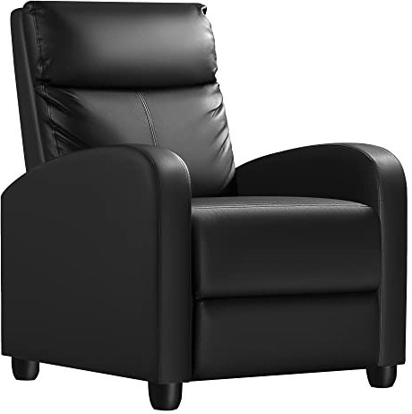 Homall Single Recliner Chair Padded Seat Black PU Leather Living Room Sofa Recliner Modern Recliner Seat Home Theater Seating (Black)