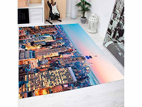 Teppich New York Skyline Verschiedene Maßnahmen PVC | Teppichboden Erwachsene PVC | Boden vinilico für Erwachsene 95 x 133 cm
