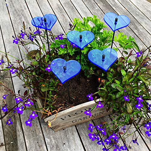 SunCatcher Garden Decor Sonnenfänger Set aus 5 kleinen leuchtenden Herzen Garten Dekoration für Garten, Balkon, Terrasse, Liebe, Hochzeit, Farbe:blau