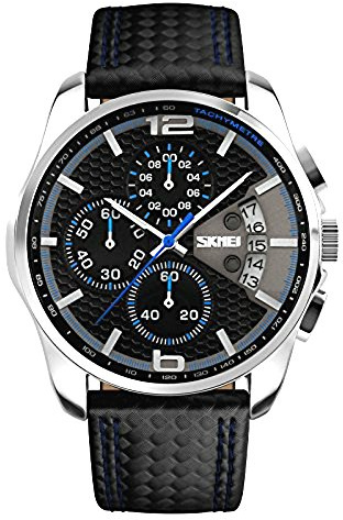 SKMEI Herren-Armbanduhr, modisch, großes Zifferblatt, Edelstahl, wasserdicht, leuchtend, analog, Quarzuhr, Tag, Datum, Luxus, Business, blaue Armbanduhren für Herren, Geschenke