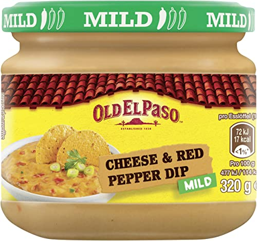 Old El Paso Tortilla Salsa Dip Cheese and Red Pepper – Mild-cremige Käsesauce mit Paprikastückchen – 1 x 320 g