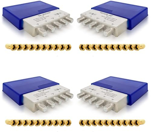 SkyRevolt 4X DiSEqC Schalter 4/1 SAT Umschalter mit Wetterschutzgehäuse Switch für bis zu 4 LNB 40x F-Stecker