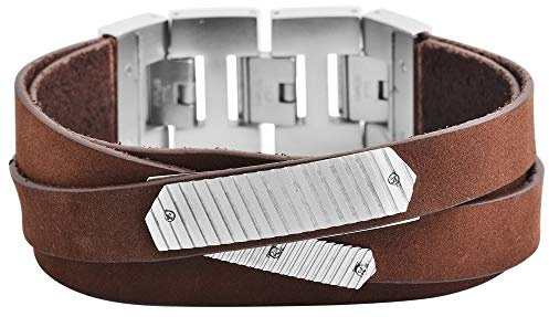 Raptor Herren-Armband Echt Leder Edelstahl Mode Trend 20 cm + 3 cm RA50015 (braun)