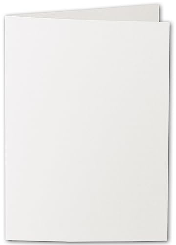 ARTOZ 150x DIN A5 Faltkarten - Ivory-Elfenbein (Creme) gerippt 148 x 210 mm Klappkarten hochdoppelt - Blanko Doppelkarte mit 220 g/m² edle Egoutteur-Rippung