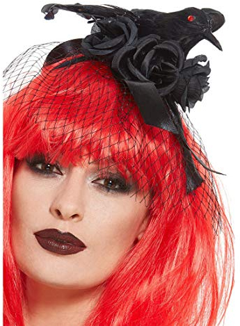 NET TOYS Eleganter Haarreifen Rabe - Schwarz - Unheimlicher Damen-Kopfschmuck Krähe - Bestens geeignet für Mottoparty & Kostümfest