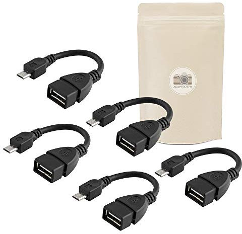 5x Adattatore mini USB Maschio verso USB Femmina OTG USB 2.0 - Cavo flessibile 16cm tipo A - Adaptout marca francese