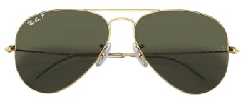 Ray-Ban RB3025 Aviator Metal Aviator Sonnenbrille, 55 mm Gr. 62 mm, Arista (Arista)/Crystal Gren Polarized