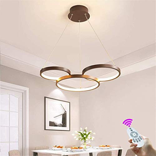 COCOL Pendelleuchte Moderner LED-Hängeleuchte Dimmbar Mit Fernbedienung Pendellampe Höhenverstellbarer Innenschlafzimmer Esstisch Wohnzimmerbeleuchtung Hängelampe Kronleuchter,3 rings