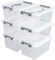Hespama 5L Storage Boxes, Plastic Latching Box with Gray Handle, Pack of 6