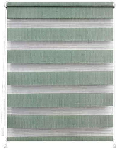 Lichtblick Doppelrollo ohne Bohren mit Verspannung, Trendfarben, stufenlos verstellbar, einfache Montage, für Fenster Salbei,100 cm x 150 cm (B x L)