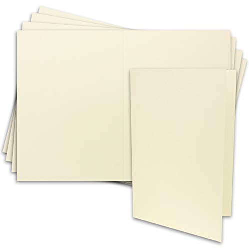 10x große DIN A4 Klappkarte in Vanille (Creme) - 21 x 29,7 cm - XXL Karte blanko 240 g/m² zum Basteln und Selbstgestalten - FarbenFroh