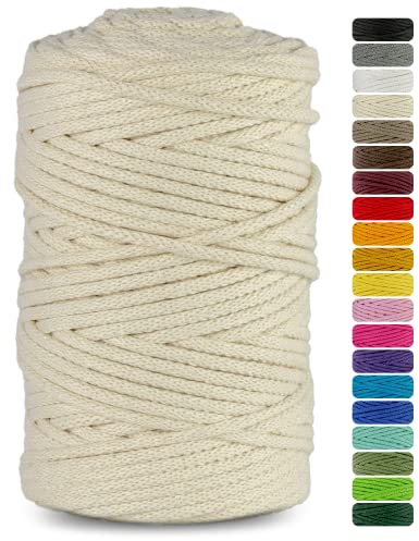 Netuno Baumwollkordel 3 mm 100 m Elfenbein - Baumwollkern - Makramee Garn - Bastel Garn - Baumwollgarn - Baumwollschnur - Makramee farbig - Macrame Cotton Cord