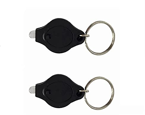 tooloflife 2 PCS Mini LED Llavero Linterna Antorcha Lámpara Rayos ultravioleta Llavero Luces Pasaporte ID Detector de moneda con pilas de botón (41 * 23.5 * 9 mm), Negro