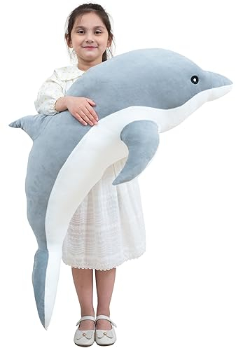 Kekeso Delfin Plüschtiere Schöne Gefüllte Weiche Tier Umarmungskissen Delphin Puppen für Kinder(70cm/27.55inch,Grau)