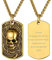GoldChic Individuelle Totenkopf Skull Anhänger Dog Tag Halskette mit Motiven-Gravur für Herren Männer Hip Hop Punk Edelstahl Armee Halskette mit Totenkopf Schädel Anhänger in Gold mit 55cm+5cm Kette