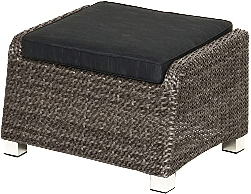Strandkorbwerk Rocking Living Hocker grau-Mix Fußbank Bank Fußhocker Rattanhocker Polyrattan