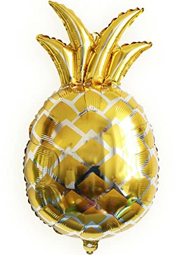 Folienballons Früchte Ananas Avocado Erdbeere Geburtstag Kiwi Melone Luftballons, Muster:Ananas Gold